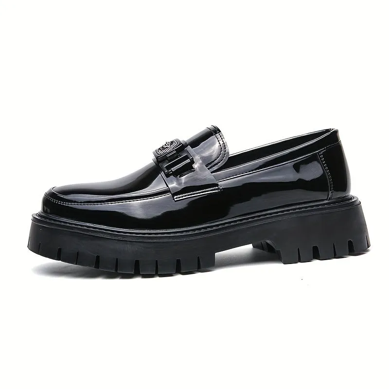 Stylish Elevated Faux Leather Loafers