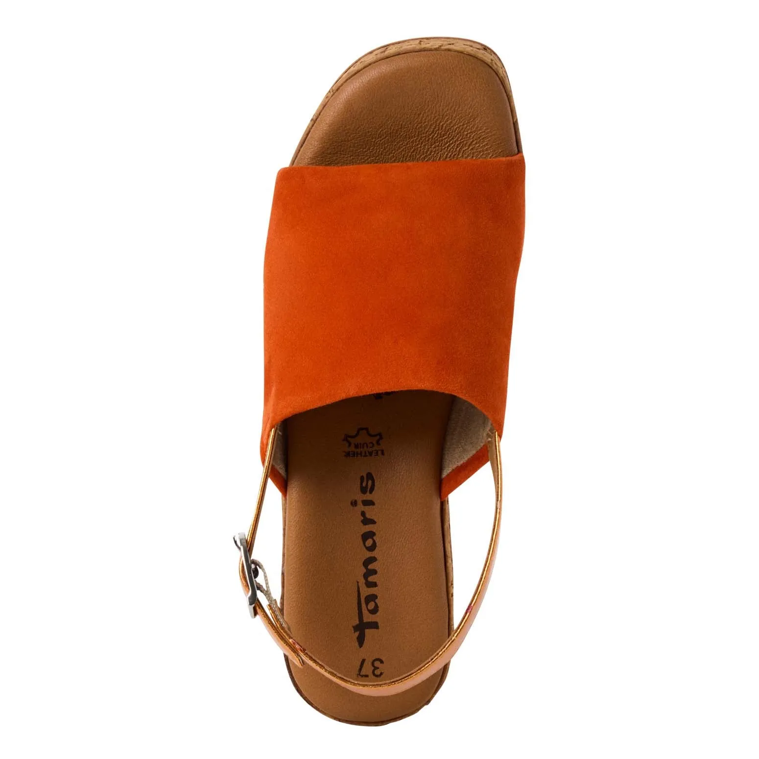 Tamaris Cork Wedge Sandal Orange