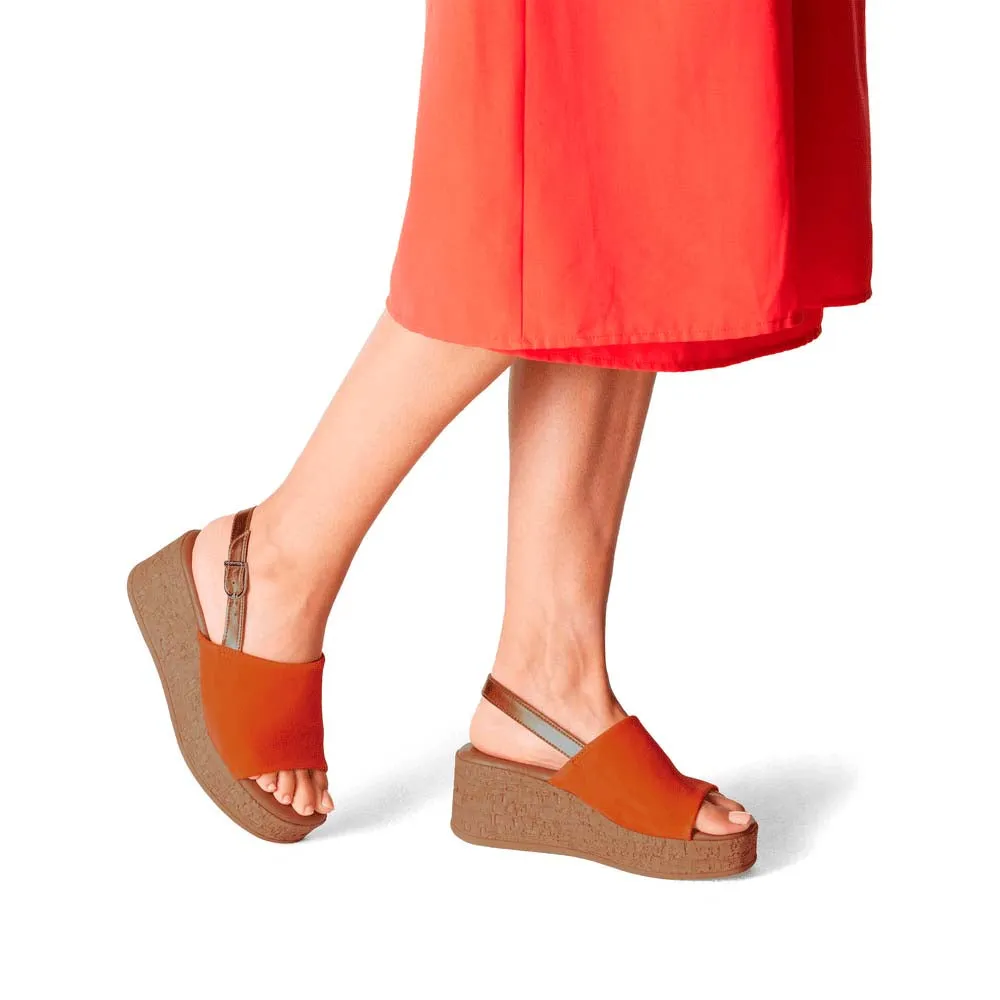 Tamaris Cork Wedge Sandal Orange
