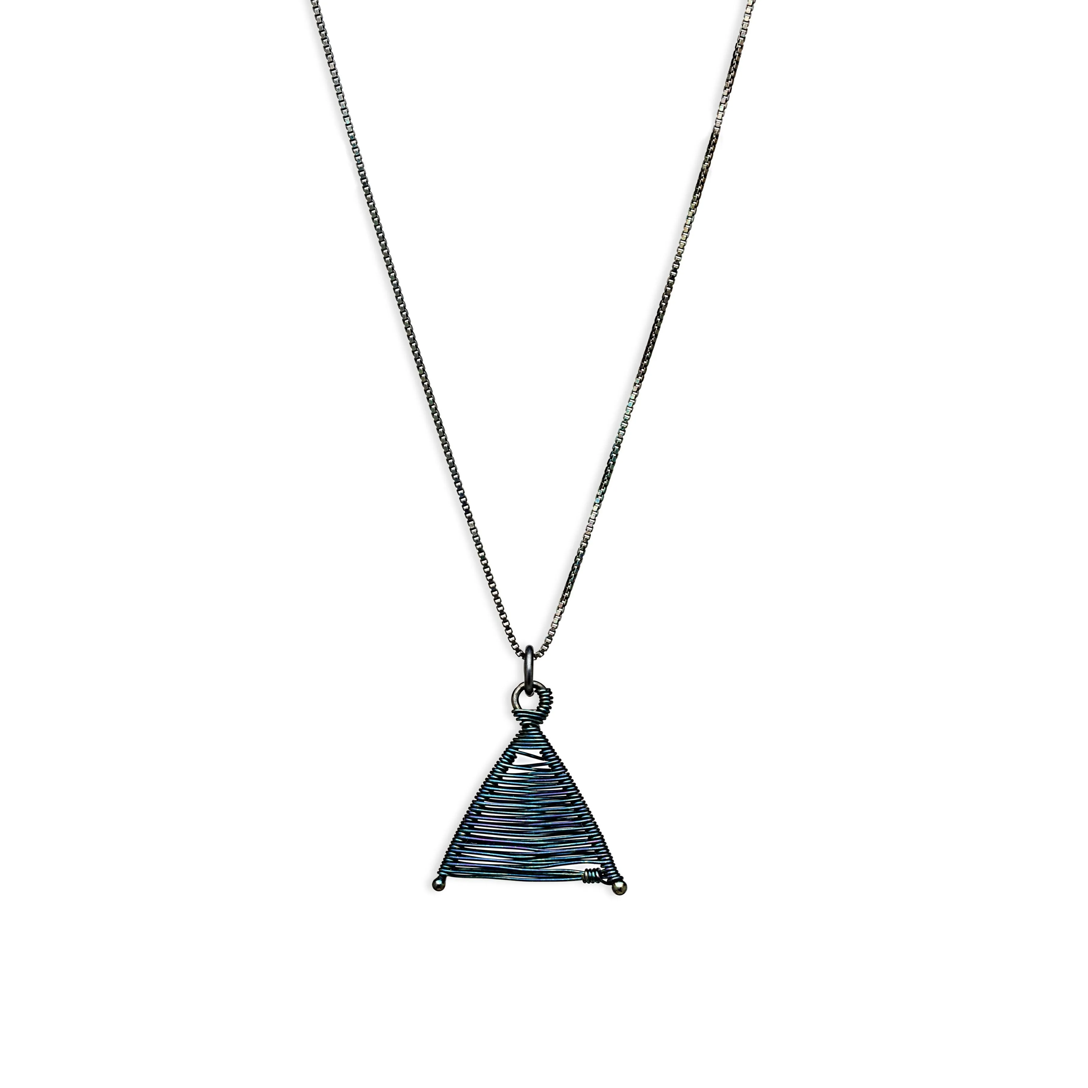 Tiny Woven Wishbone Oxidized Silver Necklace