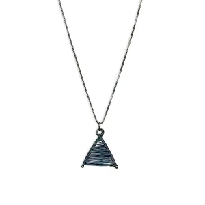 Tiny Woven Wishbone Oxidized Silver Necklace