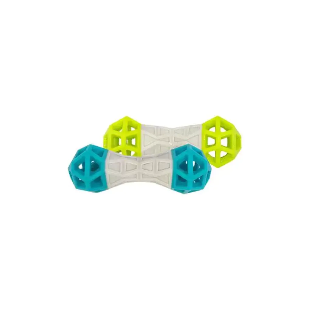 Totally Pooched Flex n' Squeak Rubber, Grey/Teal Dog Toy