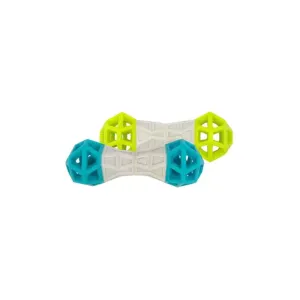 Totally Pooched Flex n' Squeak Rubber, Grey/Teal Dog Toy