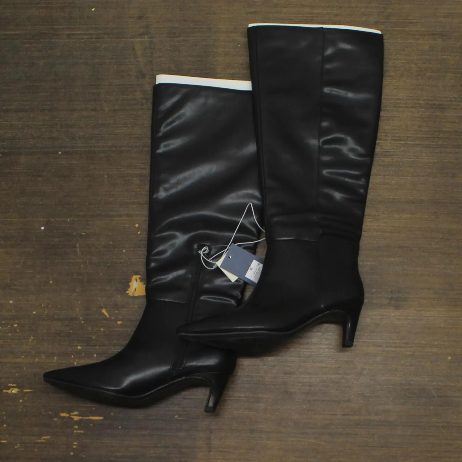 Universal Thread  Kendra Kitten Heel Tall Dress Boots Memory Foam Black 9.5M