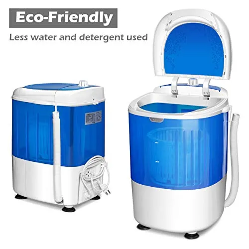 Washing Machine, Electric Compact Laundry Machines Portable Durable Design Washer Energy Saving, Rotary Controller and Washer Spin Dryer(Blue)