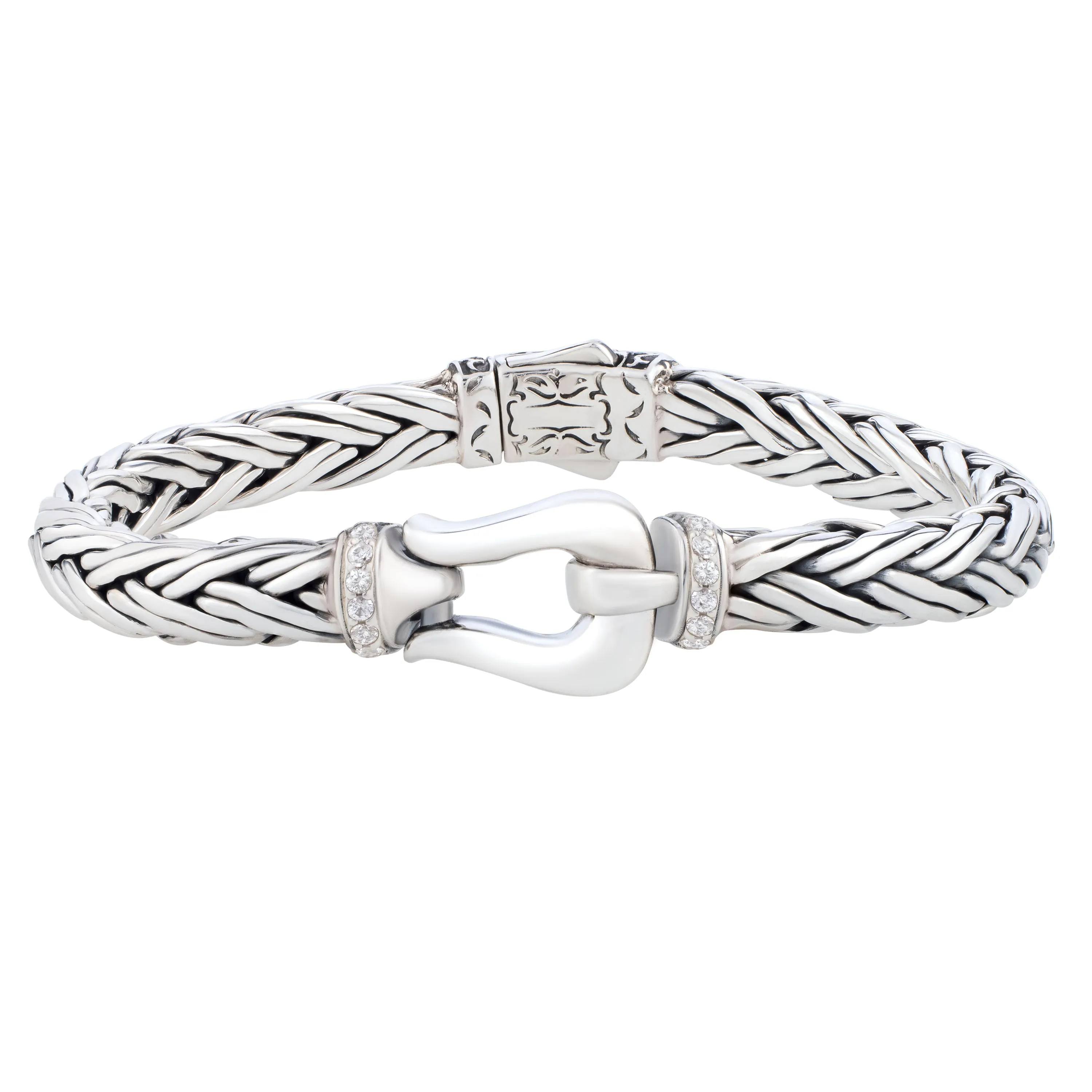 White Sapphire Woven Palmier Hook Bracelet