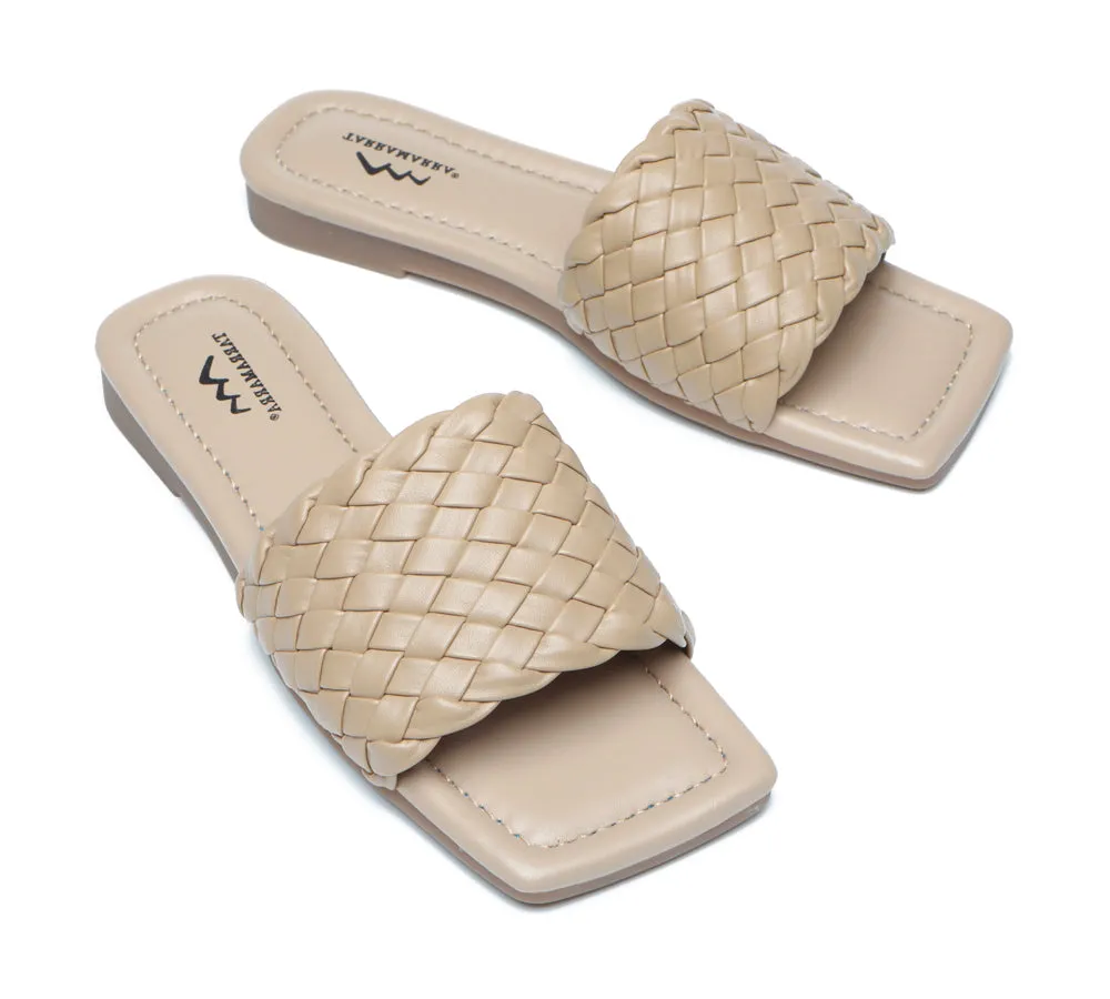 Women Flats Open Square Toe Woven Sandals Taunia