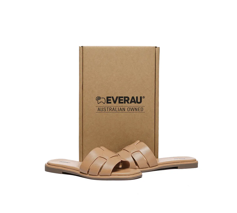 Women Leather Woven Flat Slides Bolita