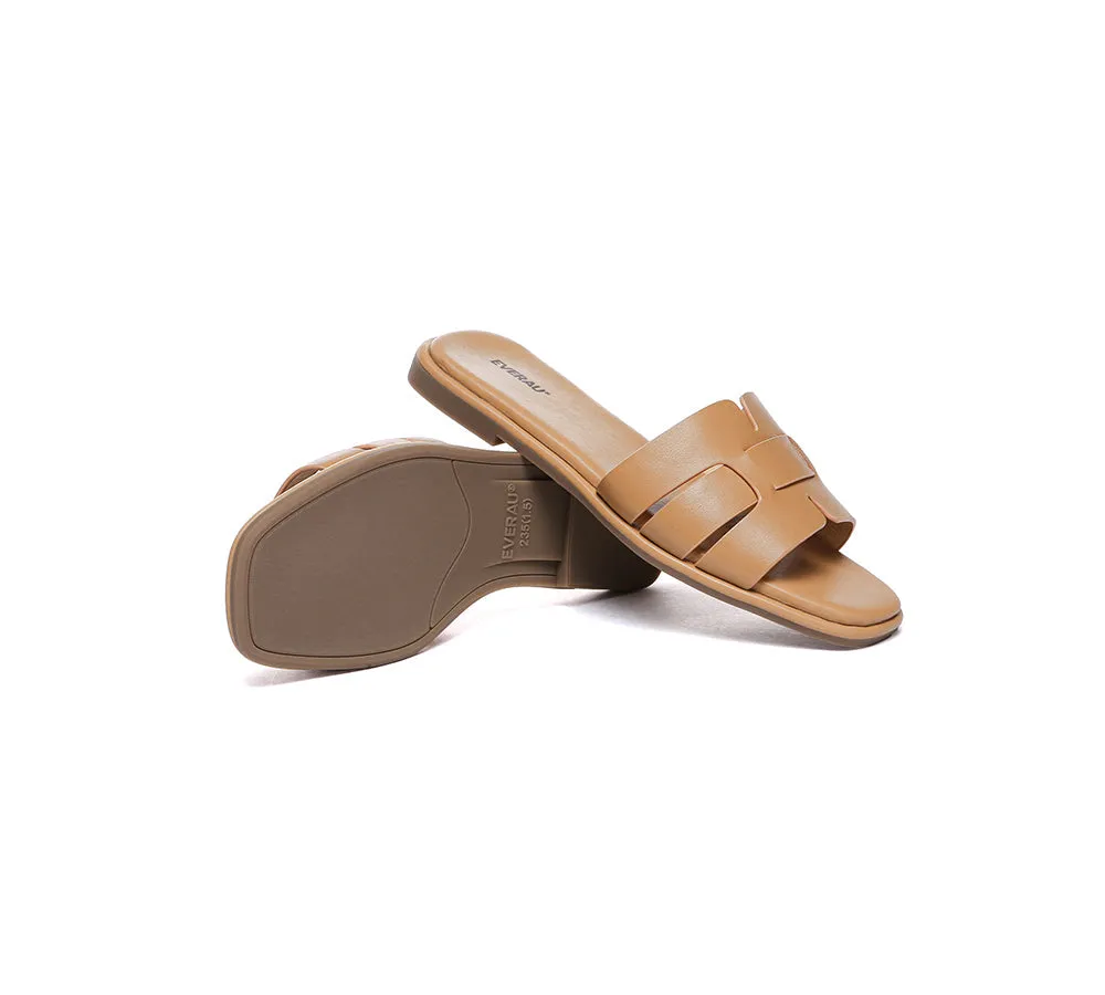 Women Leather Woven Flat Slides Bolita