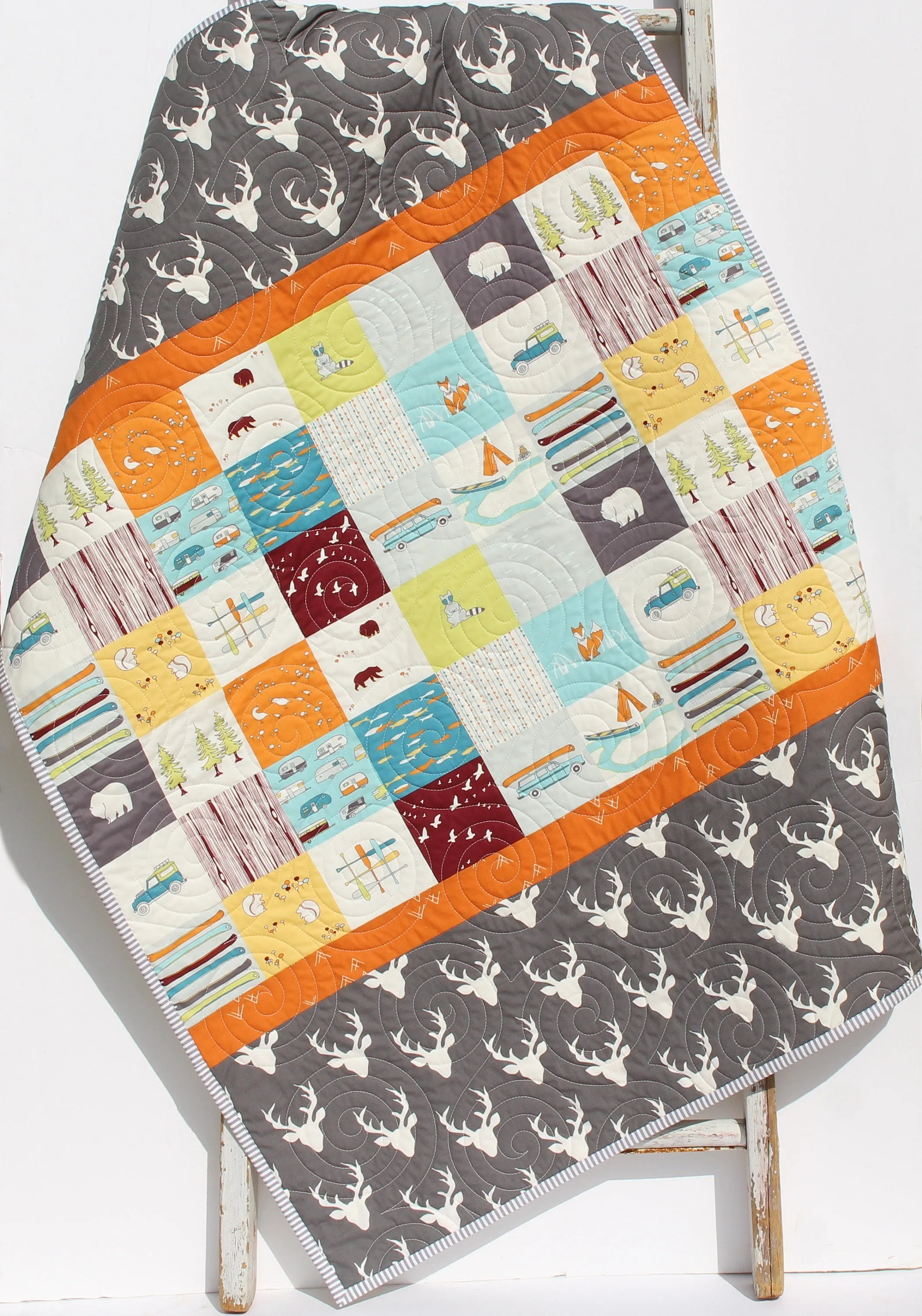 Woodland Crib Quilt Bedding Big Sur Baby Quilt Toddler Bedding Antler Baby Bedding Crib Bedding Deer Camping Woodland Blanket Baby Boy