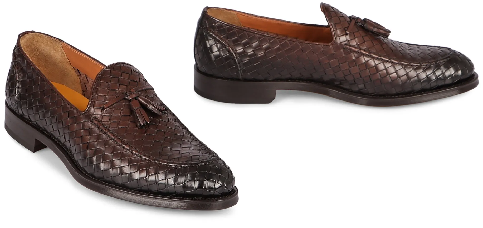 Woven leather loafers
