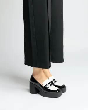 Yoko Black White Patent Leather Chunky Loafers