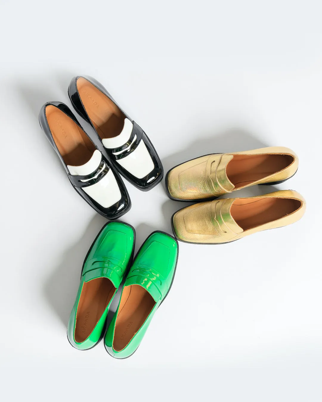 Yoko Black White Patent Leather Chunky Loafers